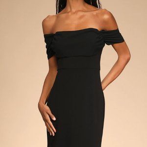 Lulus Black Off-the-Shoulder Maxi Dress "Would You Be Mine"